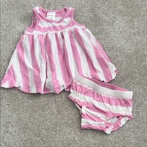 Hanna Andersson Pink and White Striped Dress with Diaper Cover